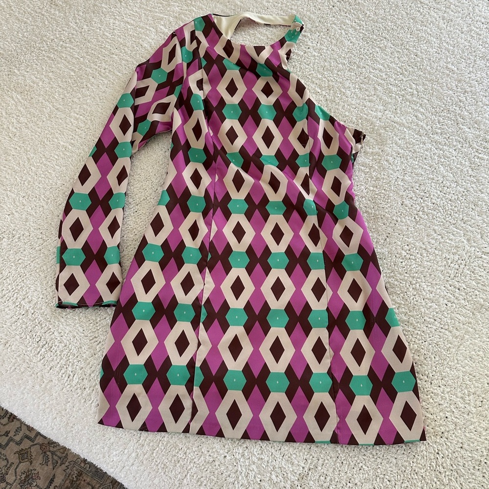 Zara Cream and Green Dress